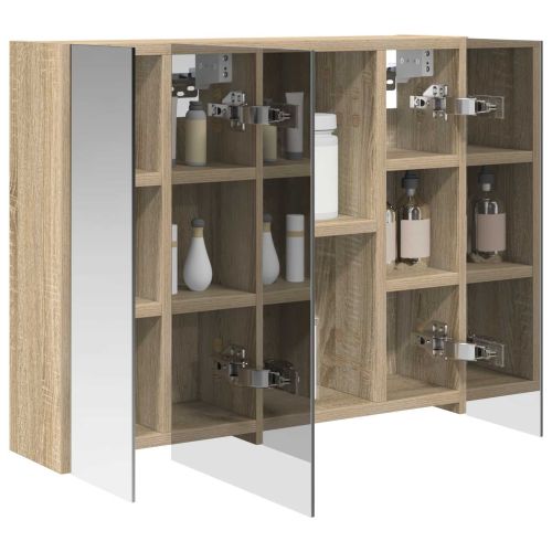 Шкаф с огледало за баня Сонома дъб 60 x 14,5 x 50 см