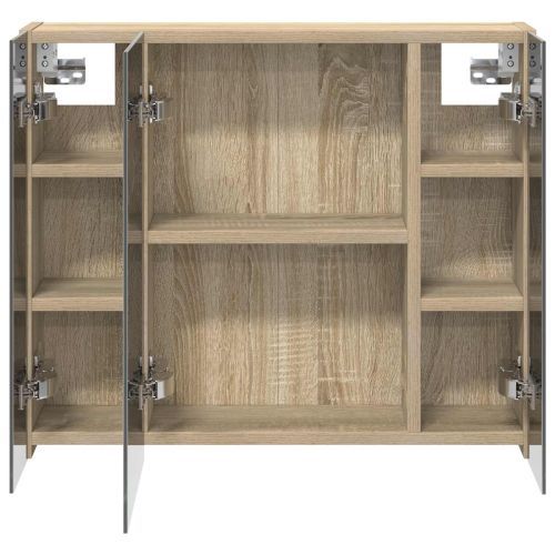 Шкаф с огледало за баня Сонома дъб 60 x 14,5 x 50 см