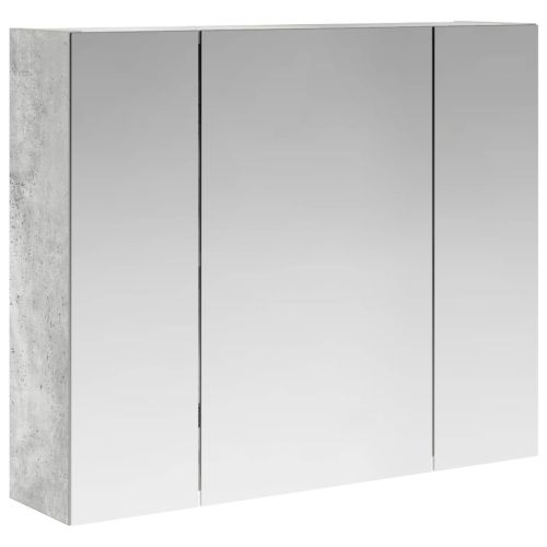 Шкаф с огледало за баня Циментено сиво 60 x 14,5 x 50 см