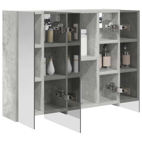Шкаф с огледало за баня Циментено сиво 60 x 14,5 x 50 см