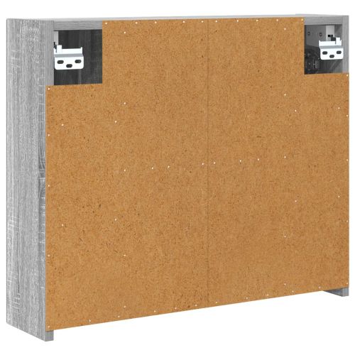Шкаф с огледало за баня Сив Сонома 60 x 14,5 x 50 см
