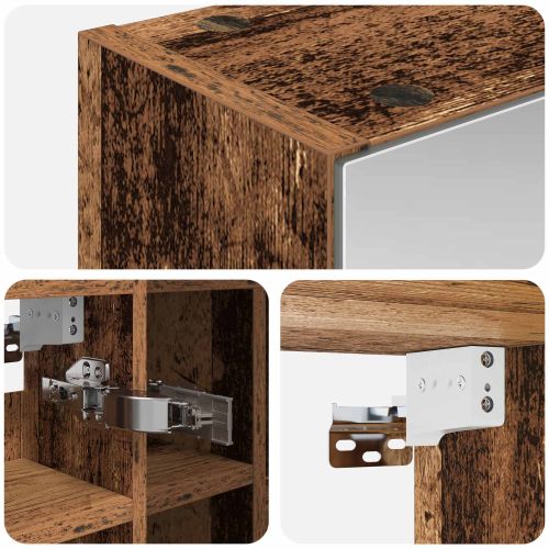Шкаф с огледало за баня Старо дърво 60 x 14,5 x 50 см