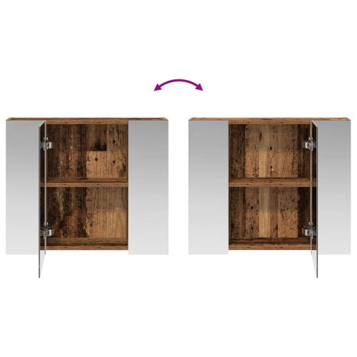 Шкаф с огледало за баня Старо дърво 60 x 14,5 x 50 см