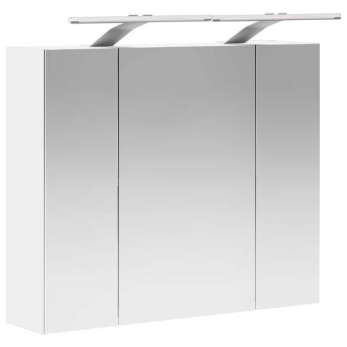 Шкаф с огледало за баня Бяло 60 x 14,5 x 50 см Инженерно дърво