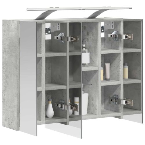 Шкаф с огледало за баня Циментено сиво 60 x 14,5 x 50 см
