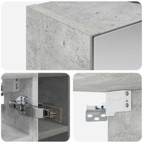 Шкаф с огледало за баня Циментено сиво 60 x 14,5 x 50 см