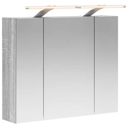 Шкаф с огледало за баня Сив Сонома 60 x 14,5 x 50 см