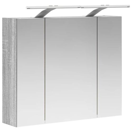 Шкаф с огледало за баня Сив Сонома 60 x 14,5 x 50 см