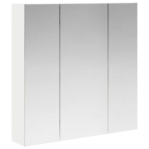 Шкаф с огледало за баня Бяло 70 x 14,5 x 70 см Инженерно дърво