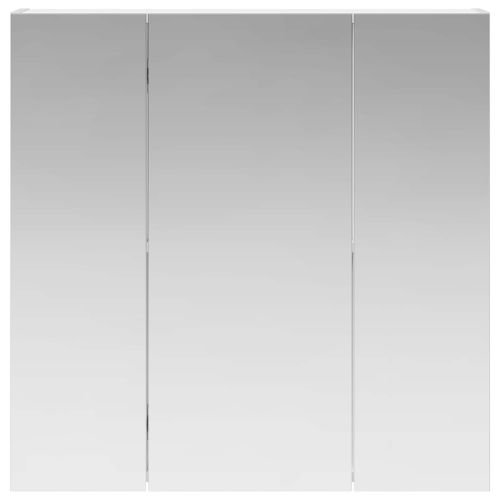 Шкаф с огледало за баня Бяло 70 x 14,5 x 70 см Инженерно дърво