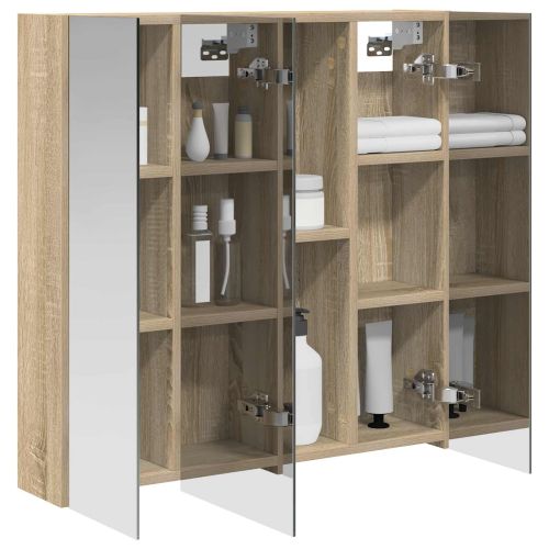 Шкаф с огледало за баня Сонома дъб 70 x 14,5 x 70 см