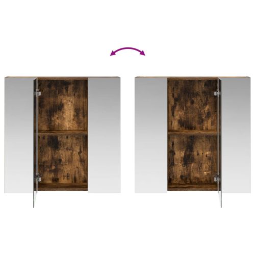 Шкаф с огледало за баня Димян дъб 70 x 14,5 x 70 см