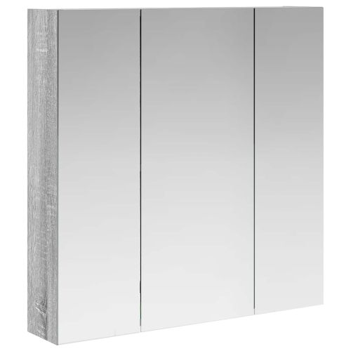 Шкаф с огледало за баня Сив Сонома 70 x 14,5 x 70 см