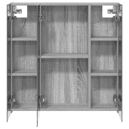Шкаф с огледало за баня Сив Сонома 70 x 14,5 x 70 см