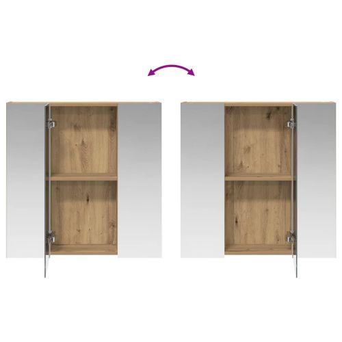 Шкаф с огледало за баня Дъб Артизан 70 x 14,5 x 70 см