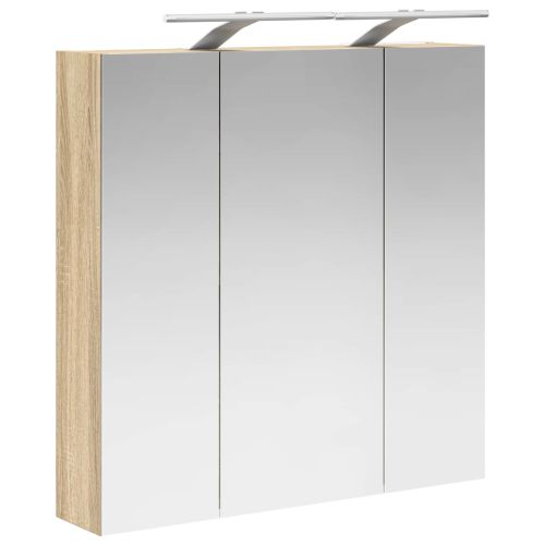 Шкаф с огледало за баня Сонома дъб 70 x 14,5 x 70 см