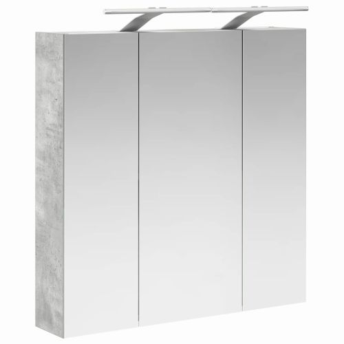 Шкаф с огледало за баня Циментено сиво 70 x 14,5 x 70 см