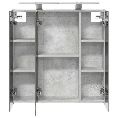 Шкаф с огледало за баня Циментено сиво 70 x 14,5 x 70 см