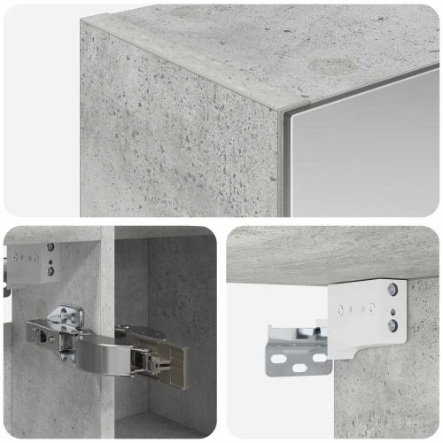 Шкаф с огледало за баня Циментено сиво 70 x 14,5 x 70 см