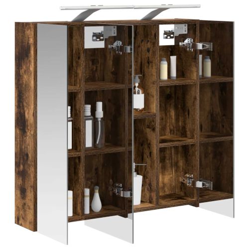Шкаф с огледало за баня Димян дъб 70 x 14,5 x 70 см