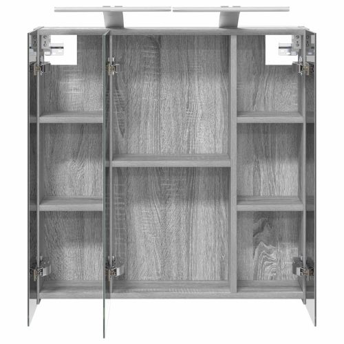 Шкаф с огледало за баня Сив Сонома 70 x 14,5 x 70 см