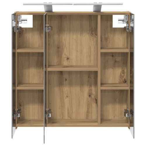 Шкаф с огледало за баня Дъб Артизан 70 x 14,5 x 70 см