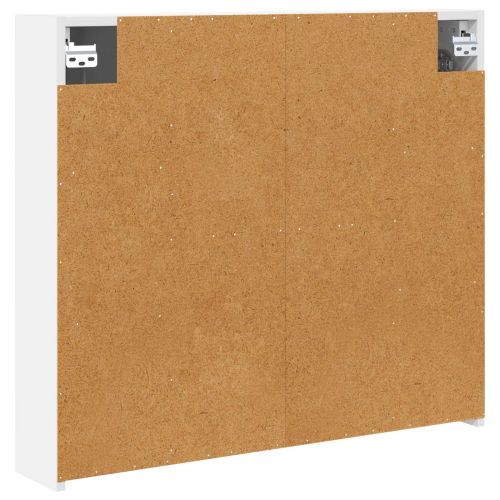 Шкаф с огледало за баня Бяло 80 x 14.5 x 70 см Инженерно дърво