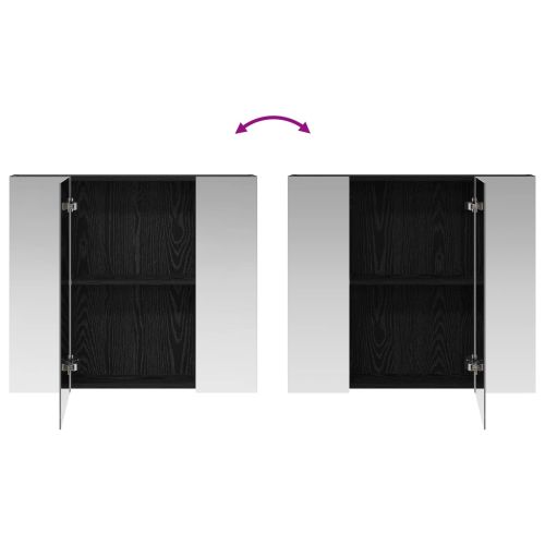 Шкаф с огледало за баня с рафт Черния дъб 80 x 14.5 x 70 см