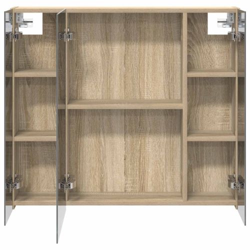 Шкаф с огледало за баня с рафт Сонома дъб 80 x 14.5 x 70 см