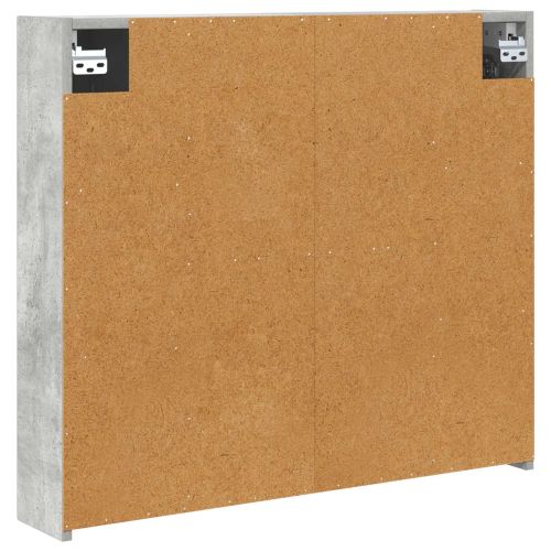 Шкаф с огледало за баня с рафт Циментено сиво 80 x 14.5 x 70 см