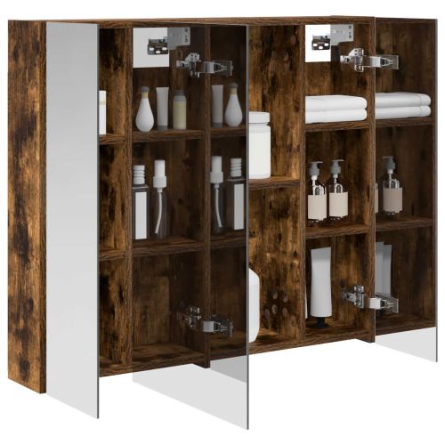 Шкаф с огледало за баня с рафт Димян дъб 80 x 14.5 x 70 см