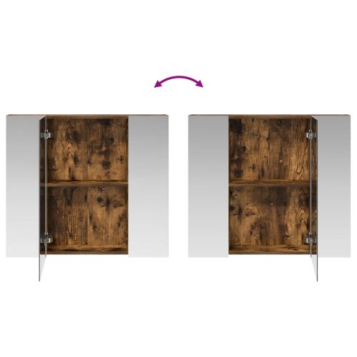 Шкаф с огледало за баня с рафт Димян дъб 80 x 14.5 x 70 см