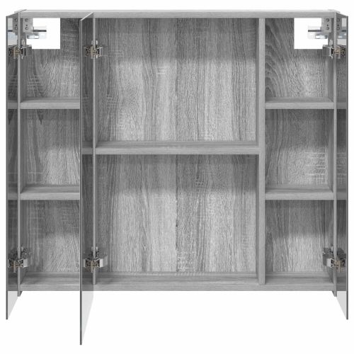 Шкаф с огледало за баня с рафт Сив Сонома 80 x 14.5 x 70 см