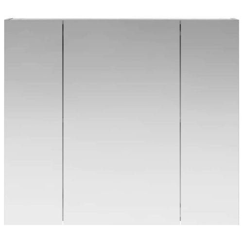Шкаф с огледало за баня с рафт Сив Сонома 80 x 14.5 x 70 см
