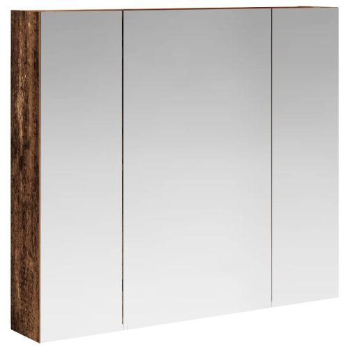 Шкаф с огледало за баня с рафт Старо дърво 80 x 14.5 x 70 см