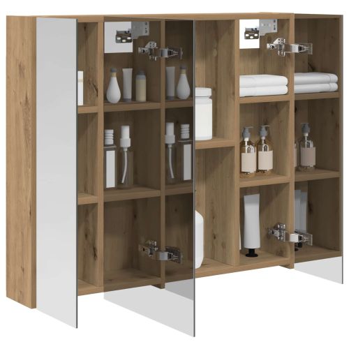 Шкаф с огледало за баня с рафт Дъб Артизан 80 x 14.5 x 70 см