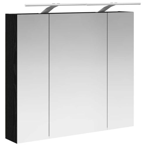 Шкаф с огледало за баня с рафт Черния дъб 80 x 14.5 x 70 см