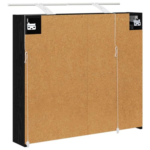Шкаф с огледало за баня с рафт Черния дъб 80 x 14.5 x 70 см