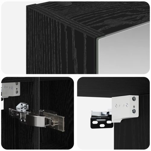 Шкаф с огледало за баня с рафт Черния дъб 80 x 14.5 x 70 см