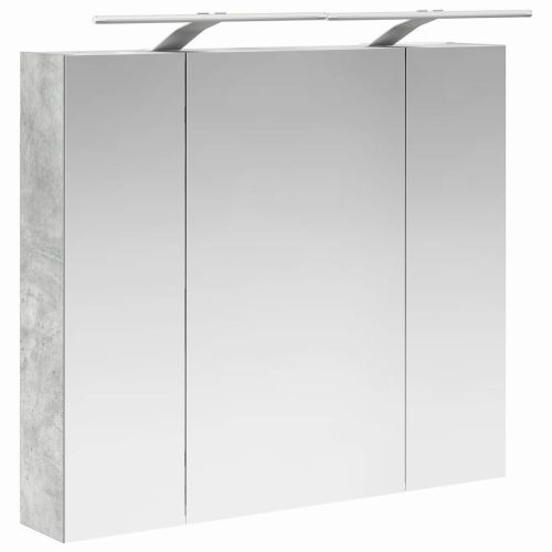 Шкаф с огледало за баня с рафт Циментено сиво 80 x 14.5 x 70 см