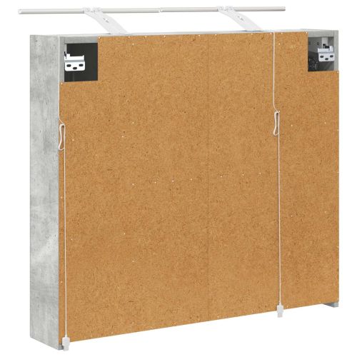Шкаф с огледало за баня с рафт Циментено сиво 80 x 14.5 x 70 см