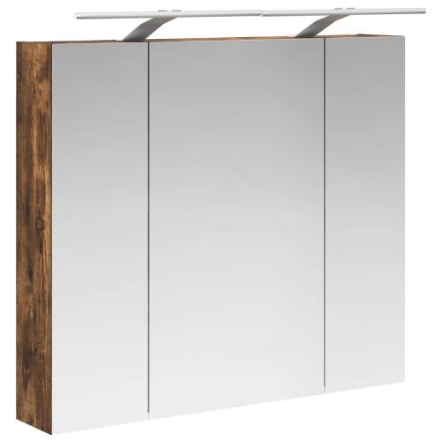 Шкаф с огледало за баня с рафт Димян дъб 80 x 14.5 x 70 см