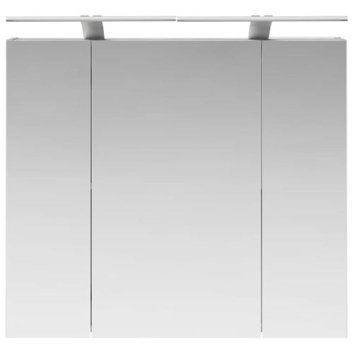 Шкаф с огледало за баня с рафт Сив Сонома 80 x 14.5 x 70 см