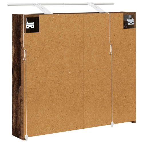Шкаф с огледало за баня с рафт Старо дърво 80 x 14.5 x 70 см