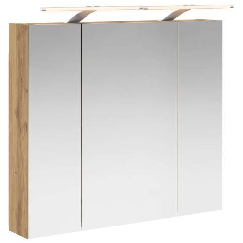 Шкаф с огледало за баня с рафт Дъб Артизан 80 x 14.5 x 70 см