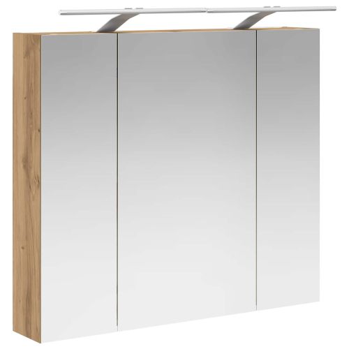 Шкаф с огледало за баня с рафт Дъб Артизан 80 x 14.5 x 70 см