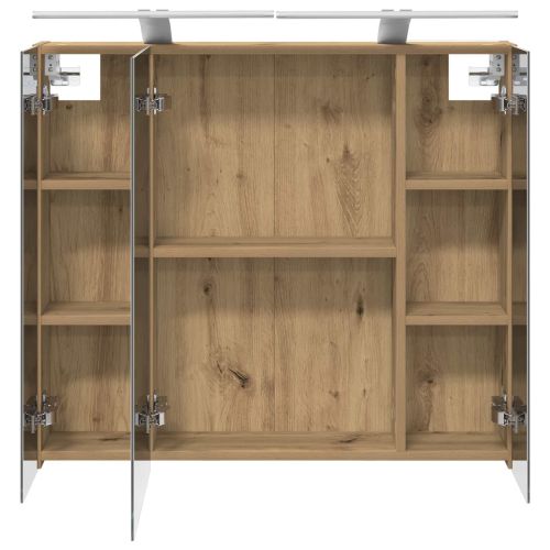 Шкаф с огледало за баня с рафт Дъб Артизан 80 x 14.5 x 70 см