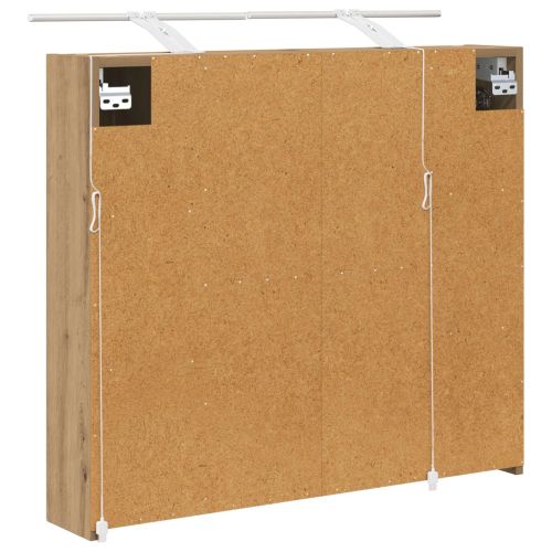Шкаф с огледало за баня с рафт Дъб Артизан 80 x 14.5 x 70 см