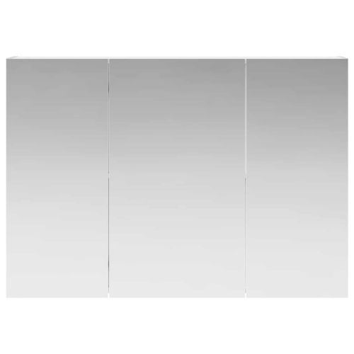 Шкаф с огледало за баня Бяло 100 x 14,5 x 70 см Инженерно дърво