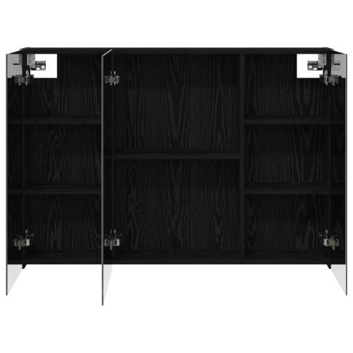 Шкаф с огледало за баня с рафт Черния дъб 100 x 14,5 x 70 см